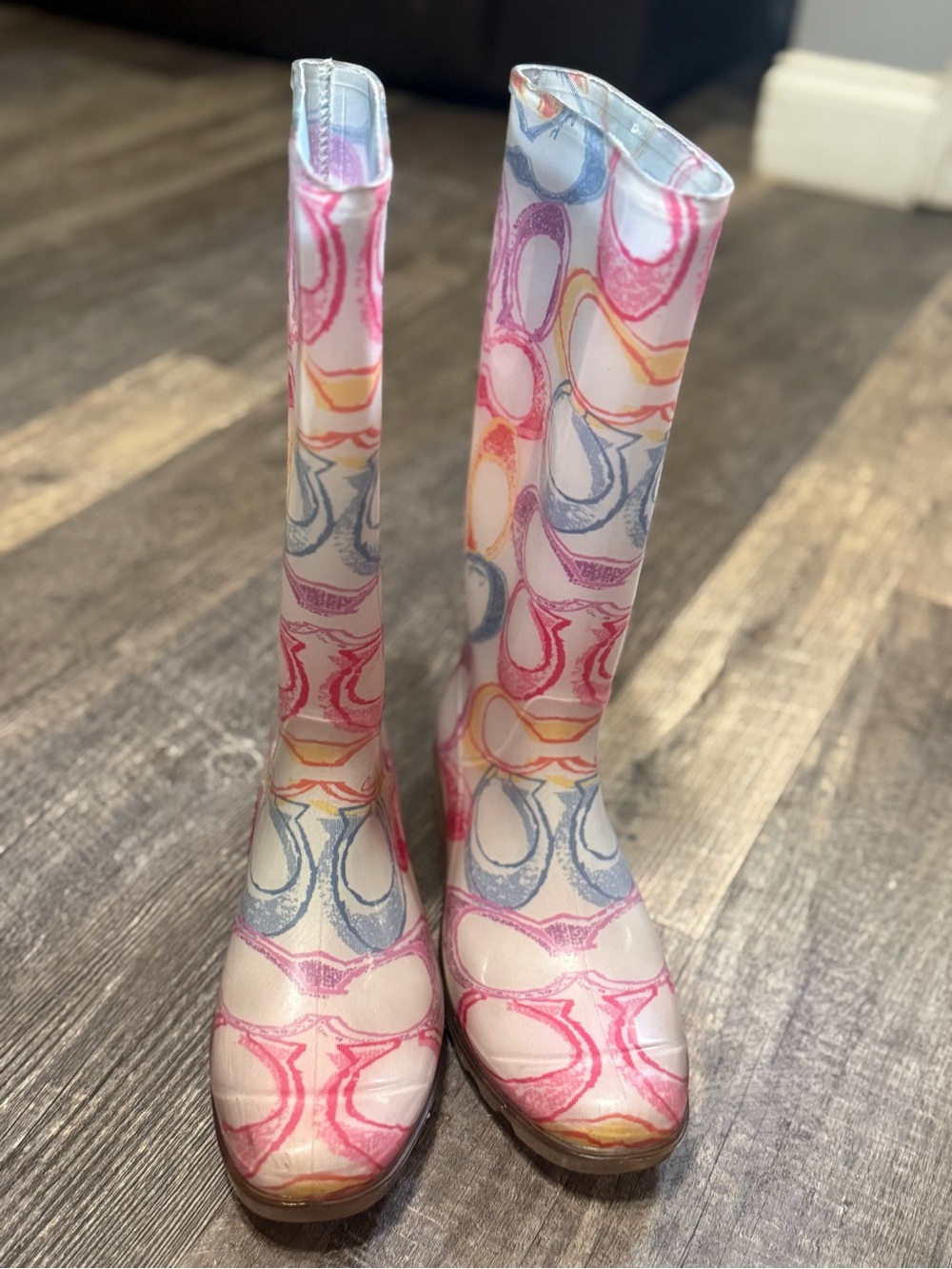 Coach Signature Multicolor Rainbow Boot women’s size 9 Mid Calf